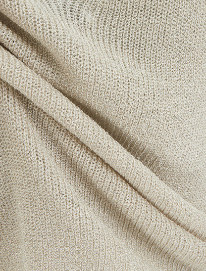 Top uni irisé en maille - Beige - 3