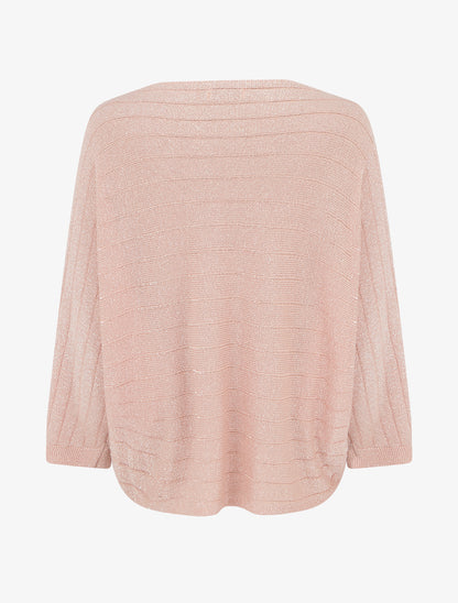 Pull fin irisé à manches chauves-souris - Rose - 2