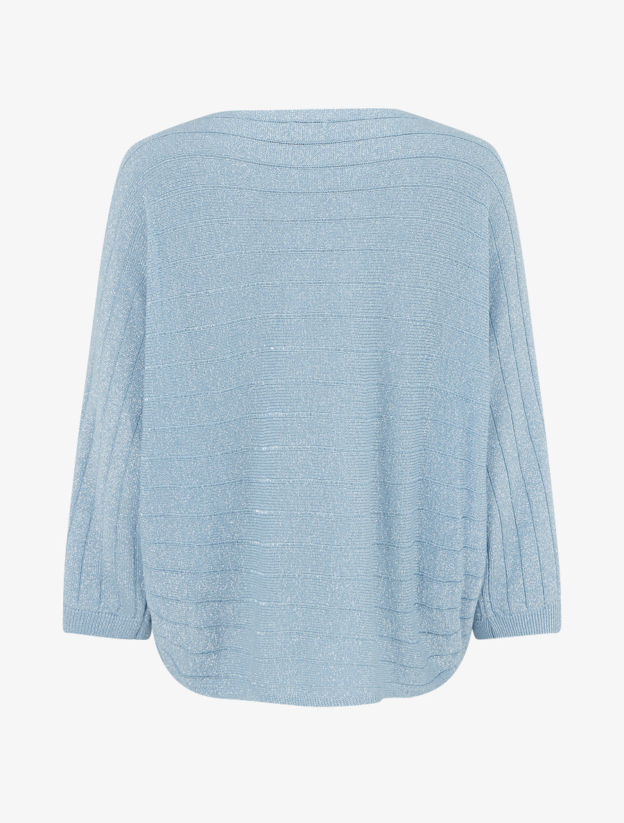 Pull fin irisé à manches chauves-souris - Bleu ciel - 2
