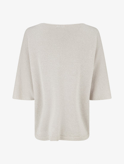 Pull fin irisé à manches 3/4 - Beige - 2