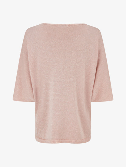 Pull fin irisé à manches 3/4 - Rose - 2