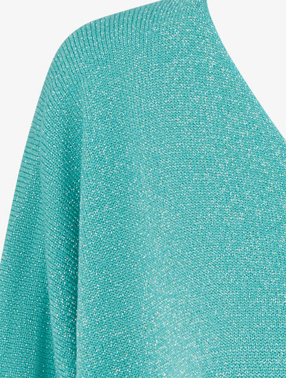 Pull fin irisé à manches 3/4 - Turquoise - 3