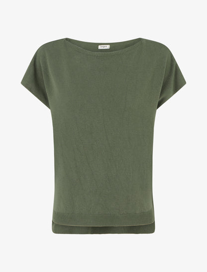 Pull fin uni en maille - Kaki - 1