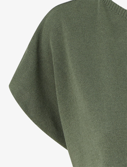 Pull fin uni en maille - Kaki - 3