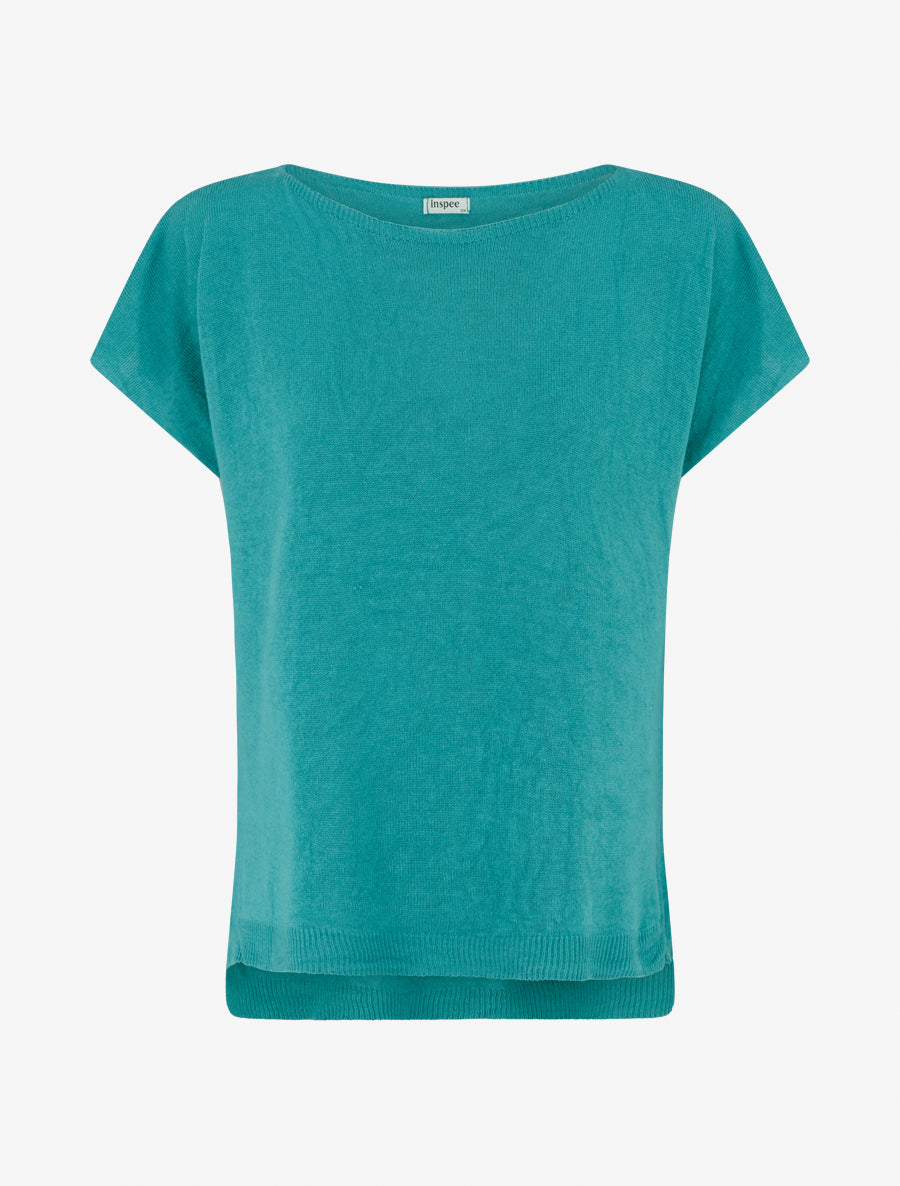 Pull fin uni en maille - Turquoise - 1