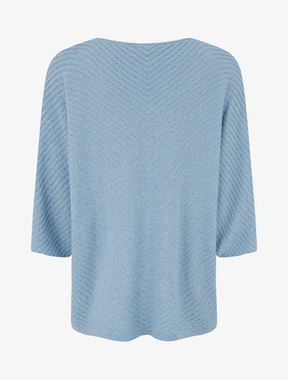 Pull fin irisé à manches 3/4 - Bleu ciel - 2