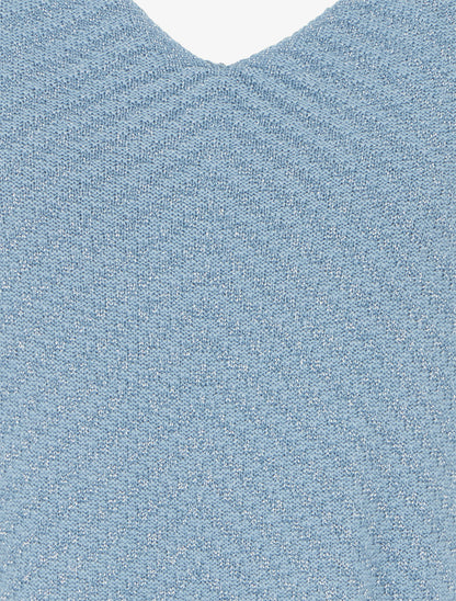 Pull fin irisé à manches 3/4 - Bleu ciel - 3