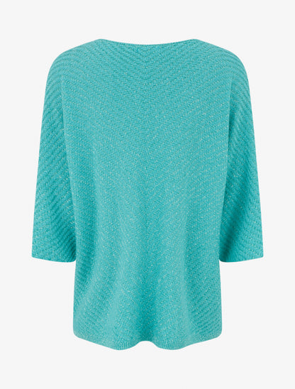 Pull fin irisé à manches 3/4 - Vert d&