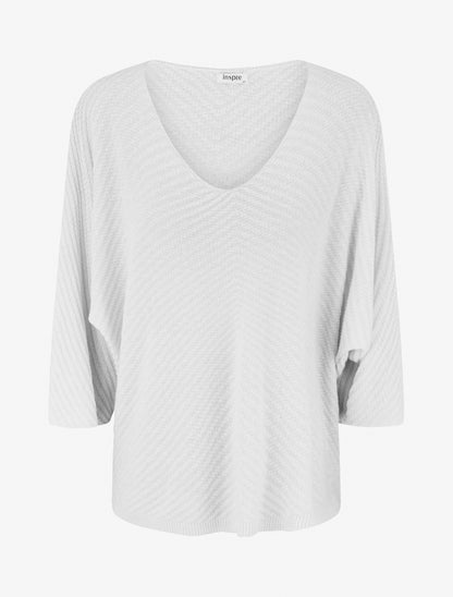 Pull fin irisé à manches 3/4 - Blanc - 1