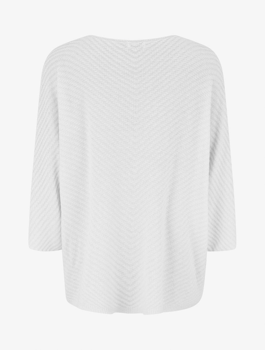 Pull fin irisé à manches 3/4 - Blanc - 2
