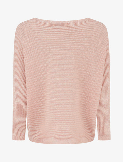 Pull fin irisé à manches longues chauves-souris - Rose - 2