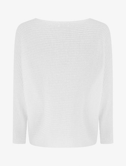 Pull fin irisé à manches longues chauves-souris - Blanc - 2