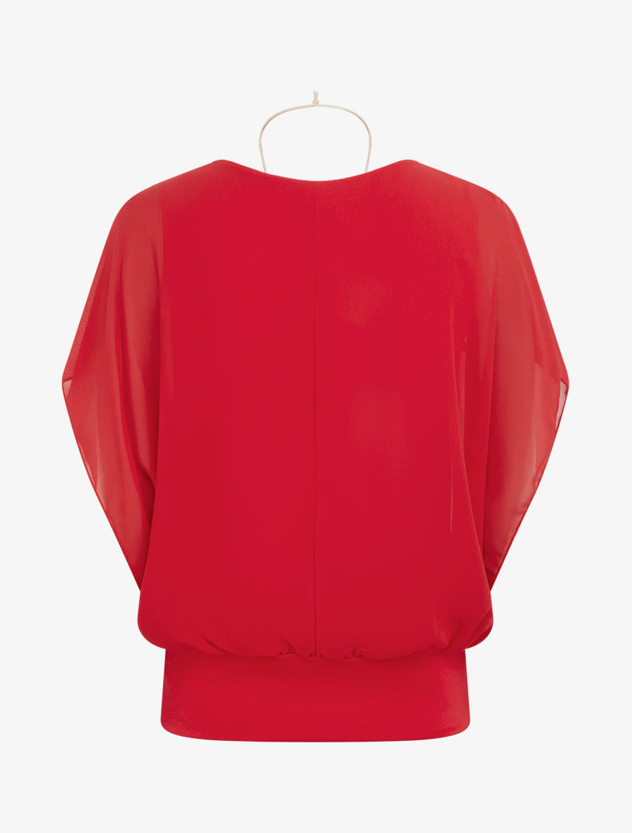 Top boule uni à manches courtes - Rouge - 2