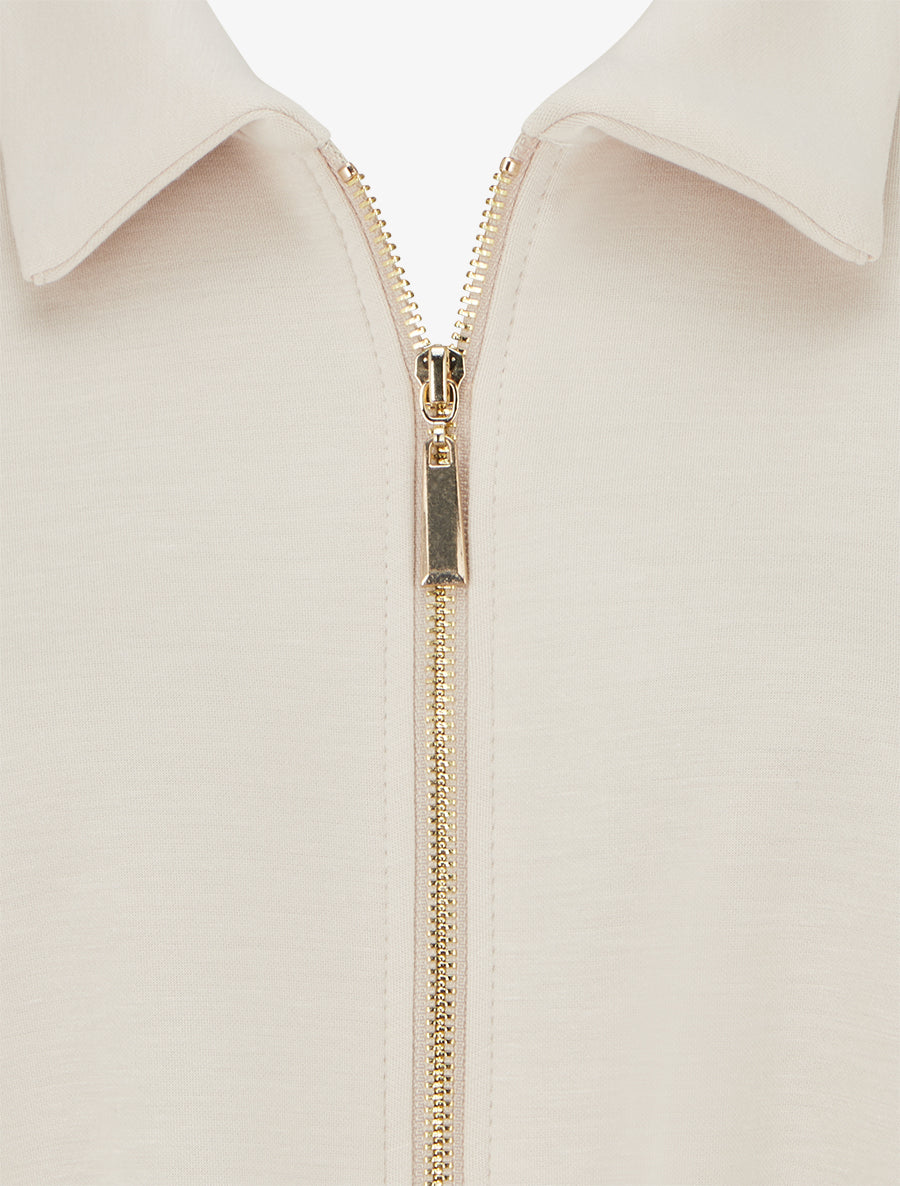 Veste coupe boule zippée effet froncé - Beige - 3