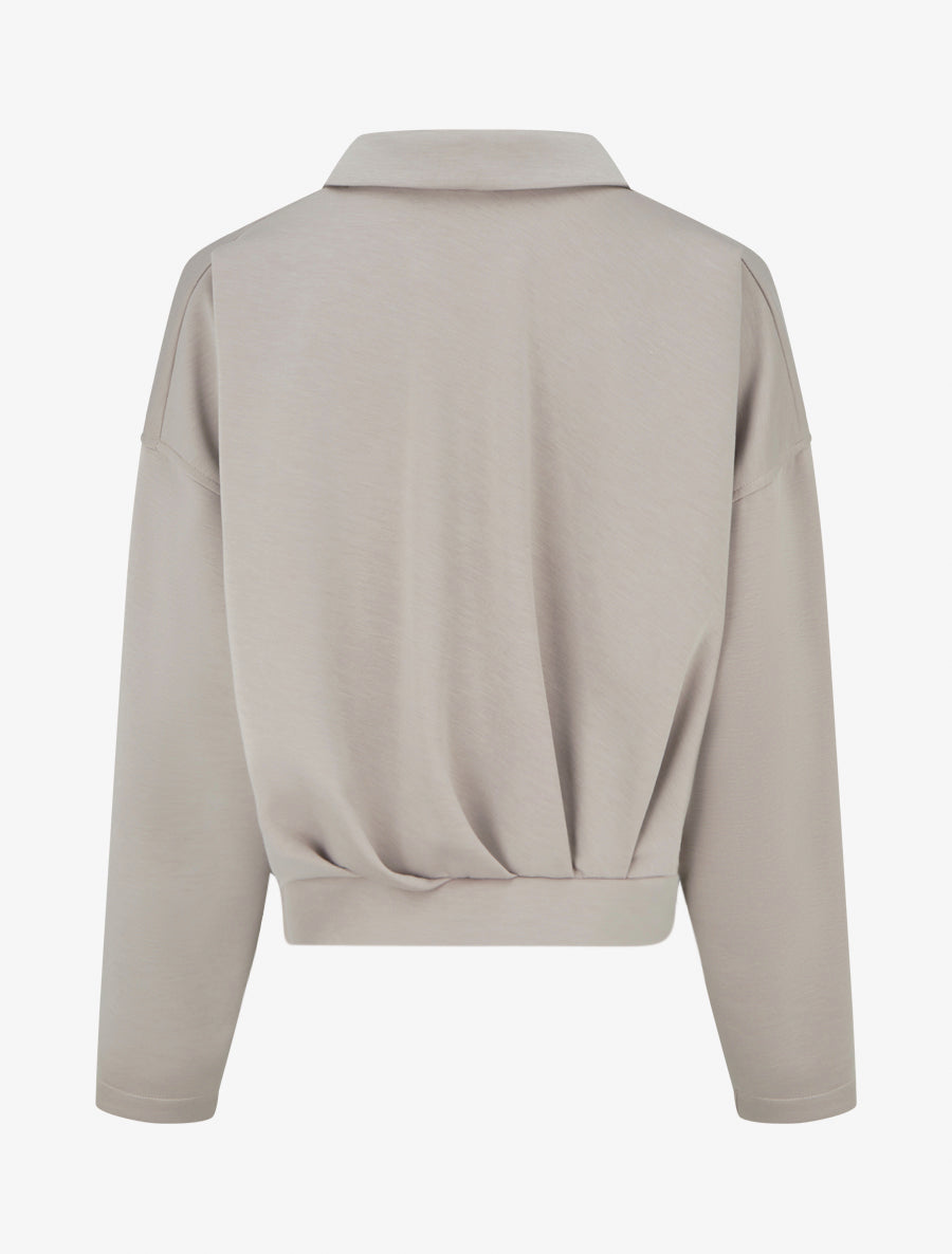 Veste coupe boule zippée effet froncé - Taupe - 2