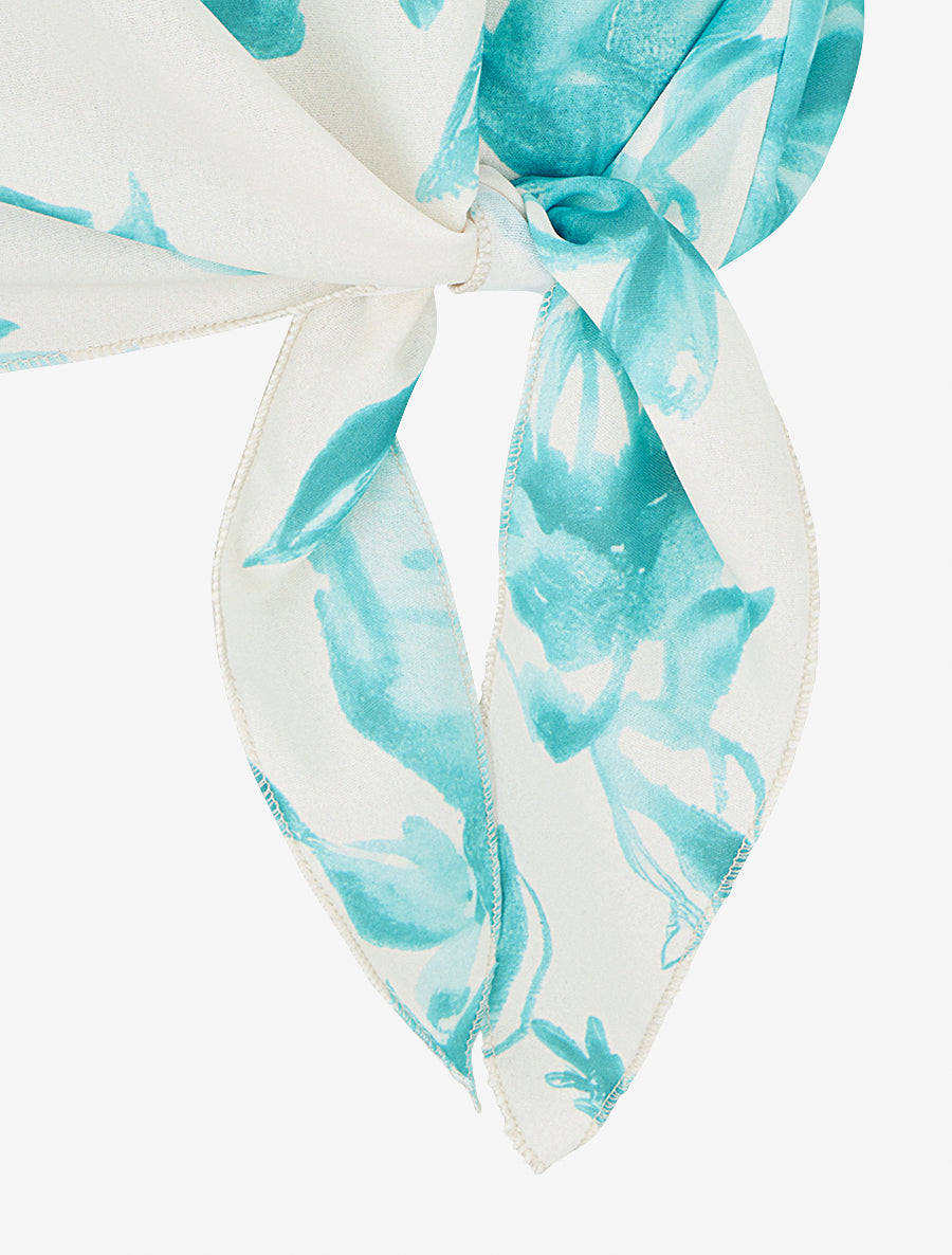 Top imprimé floral à nouer - Turquoise - 3
