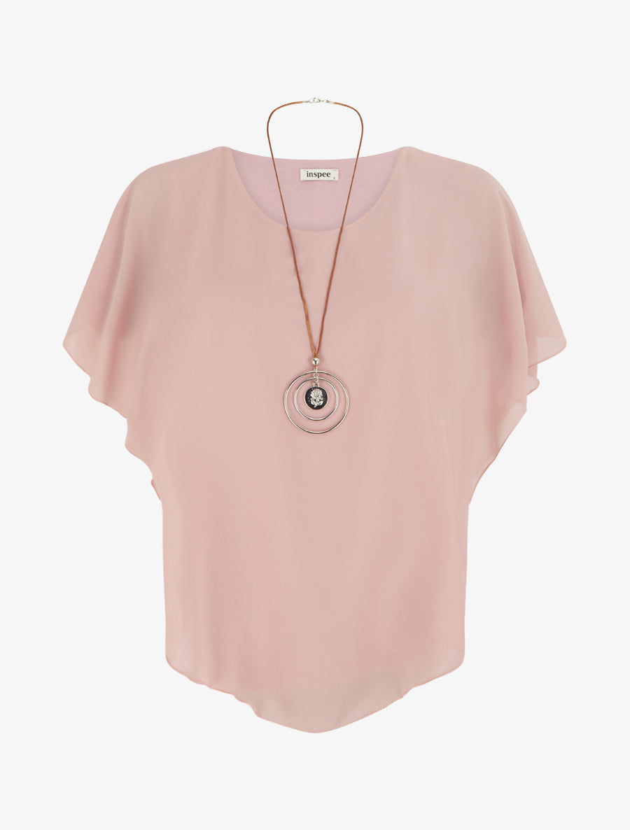 Top droit fluide en voile - Rose - 1