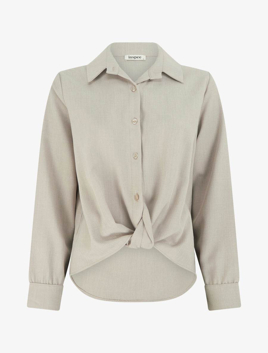Chemisier noué asymétrique - Taupe - 1