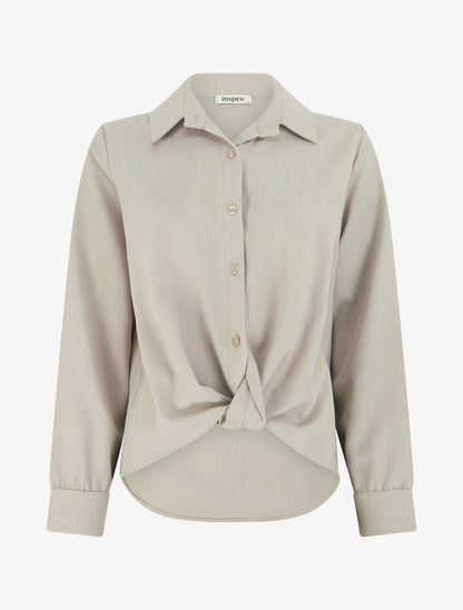 Chemisier noué asymétrique - Taupe - 1
