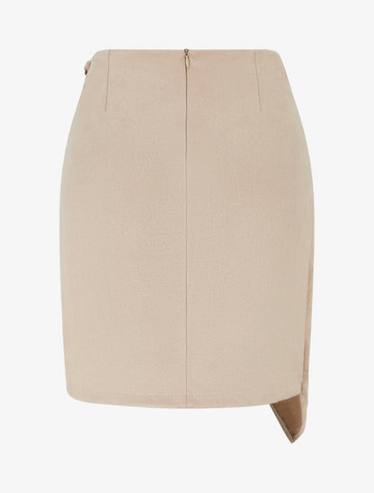Mini-jupe portefeuille en suédine - Beige - 2