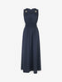 Robe unie à empiècement perles en bois - Marine - 1
