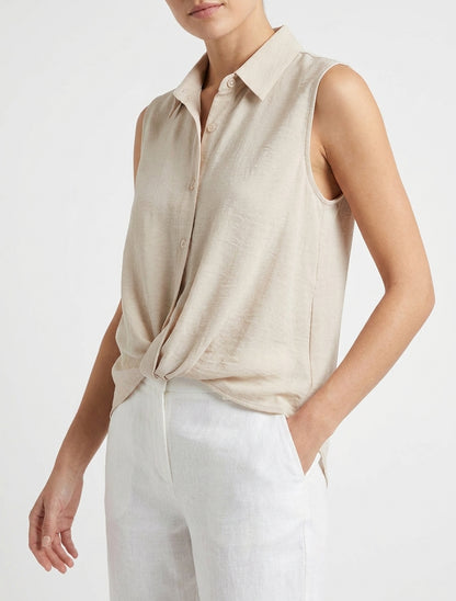 Top met vloeiende geknoopte look - Beige