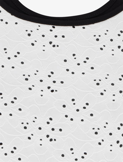 Top uni ajouré à manches courtes - Blanc - 3