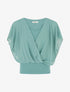 Top uni à manches volantées - Turquoise - 1