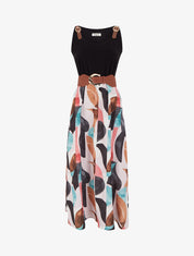 Robe imprimé fantaisie à bretelles en simili - Noir - 1