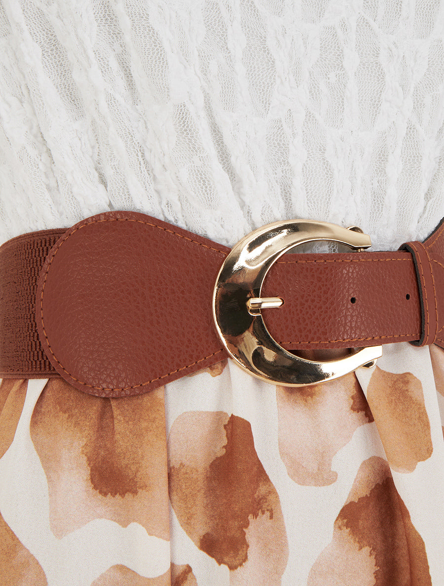 Robe longue à imprimé girafe et bretelles simili - Marron - 3