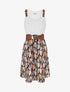 Robe mi-longue imprimé graphique et bretelles simili - Noir - 1