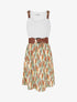 Robe mi-longue imprimé graphique et bretelles simili - Kaki - 1
