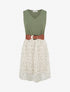 Robe coupe évasée imprimé pois fantaisies - Kaki - 1