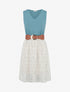 Robe coupe évasée imprimé pois fantaisies - Bleu clair - 1
