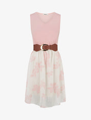Robe coupe évasée imprimé floral - Rose - 1