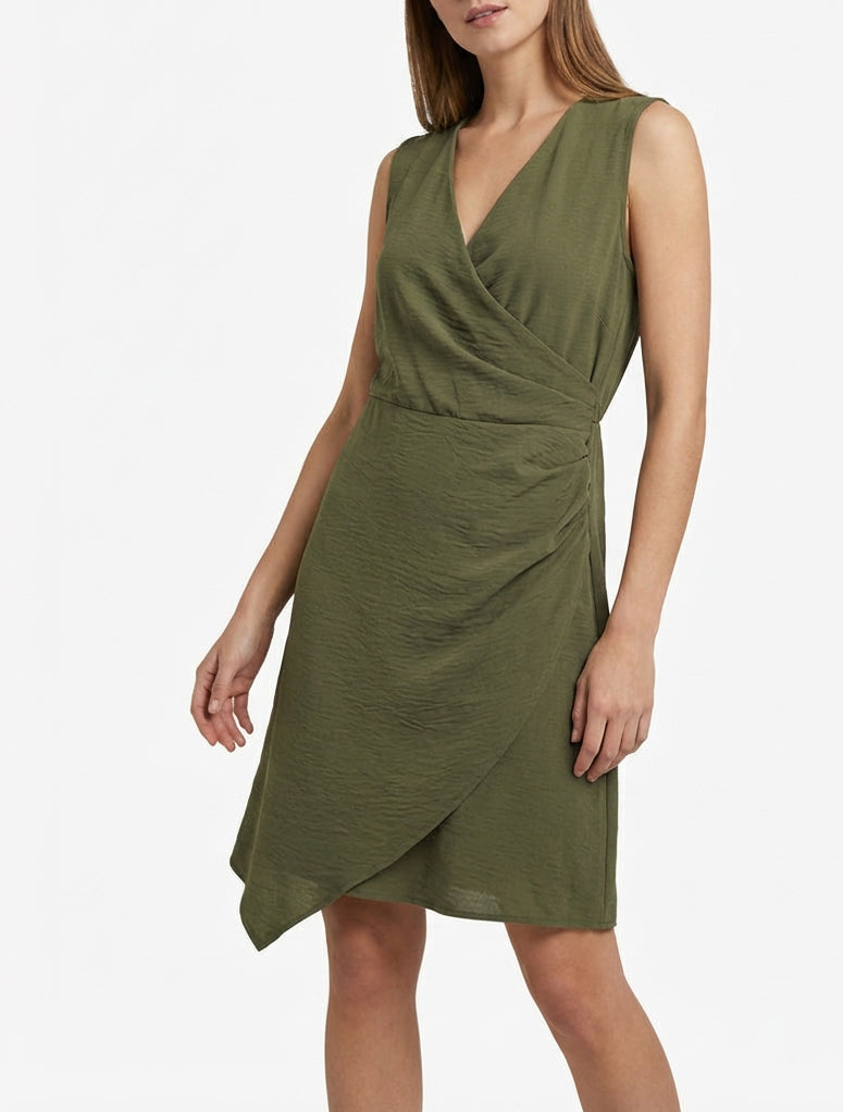 Robe sans manches style portefeuille - Kaki
