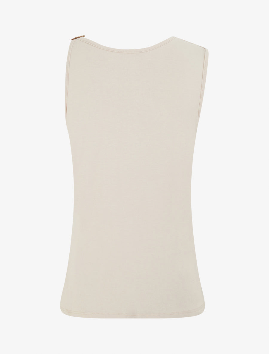 Top fluide à bretelle en simili - Beige - 2