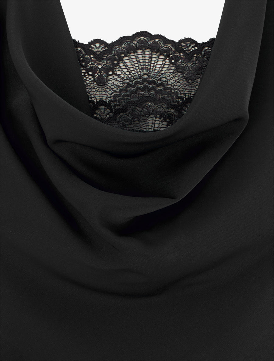 Top sans manches à col bénitier et dentelle - Noir - 3