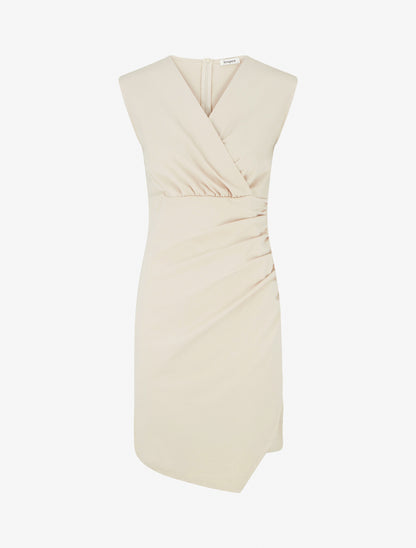 Robe sans manches unie style portefeuille - Beige - 1