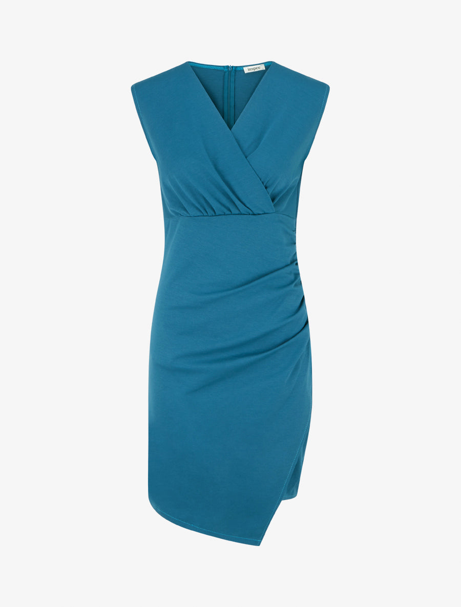 Robe sans manches unie style portefeuille - Bleu canard - 1