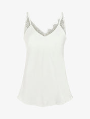 Caraco satiné à dos en dentelle - Blanc - 1
