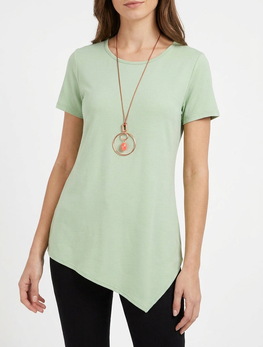 Top manches courtes à bords asymétriques - Vert d&