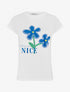T-shirt à strass et fleurs - Blanc - 1