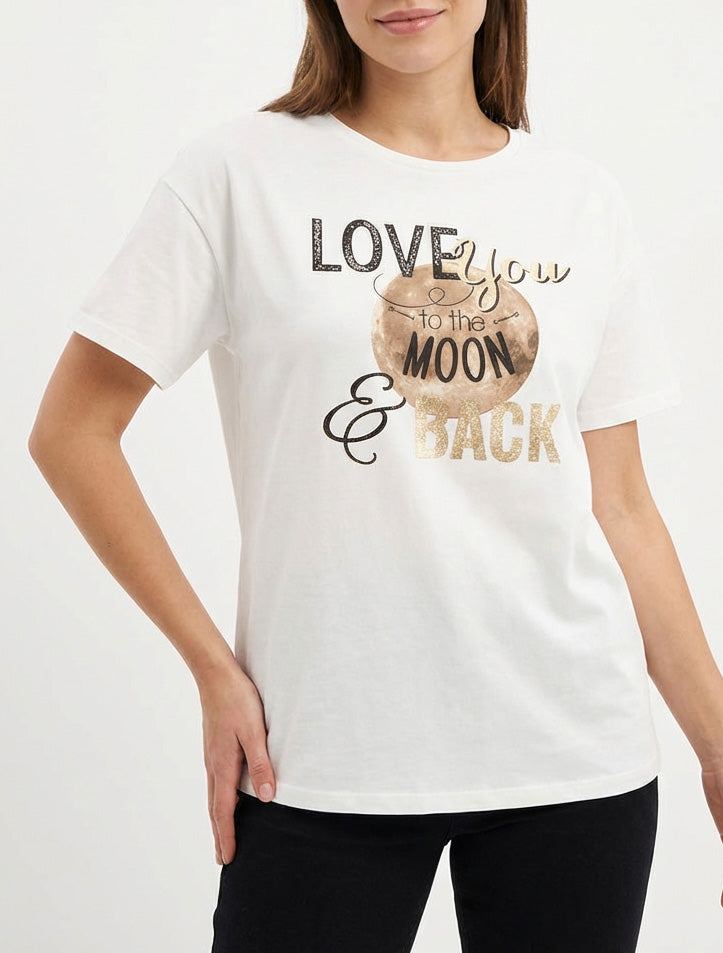 T-shirt Love you to the moon - Wit