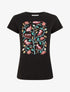 T-shirt à strass et flocage oiseaux - Noir - 1