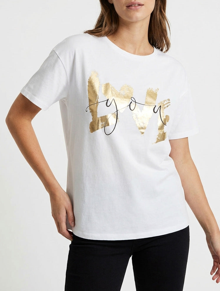 T-shirt manches courtes à message - Blanc