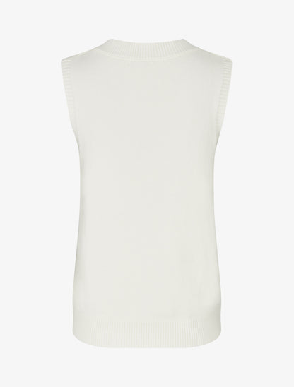 Pull sans manches droit à col V - Écru - 2