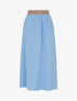 Jupe fluide longue à bande imprimé - Bleu ciel - 1