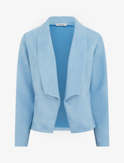 Veste en suédine à cole châle - Bleu ciel - 1