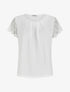 Top droit manches courtes en dentelle - Blanc - 1